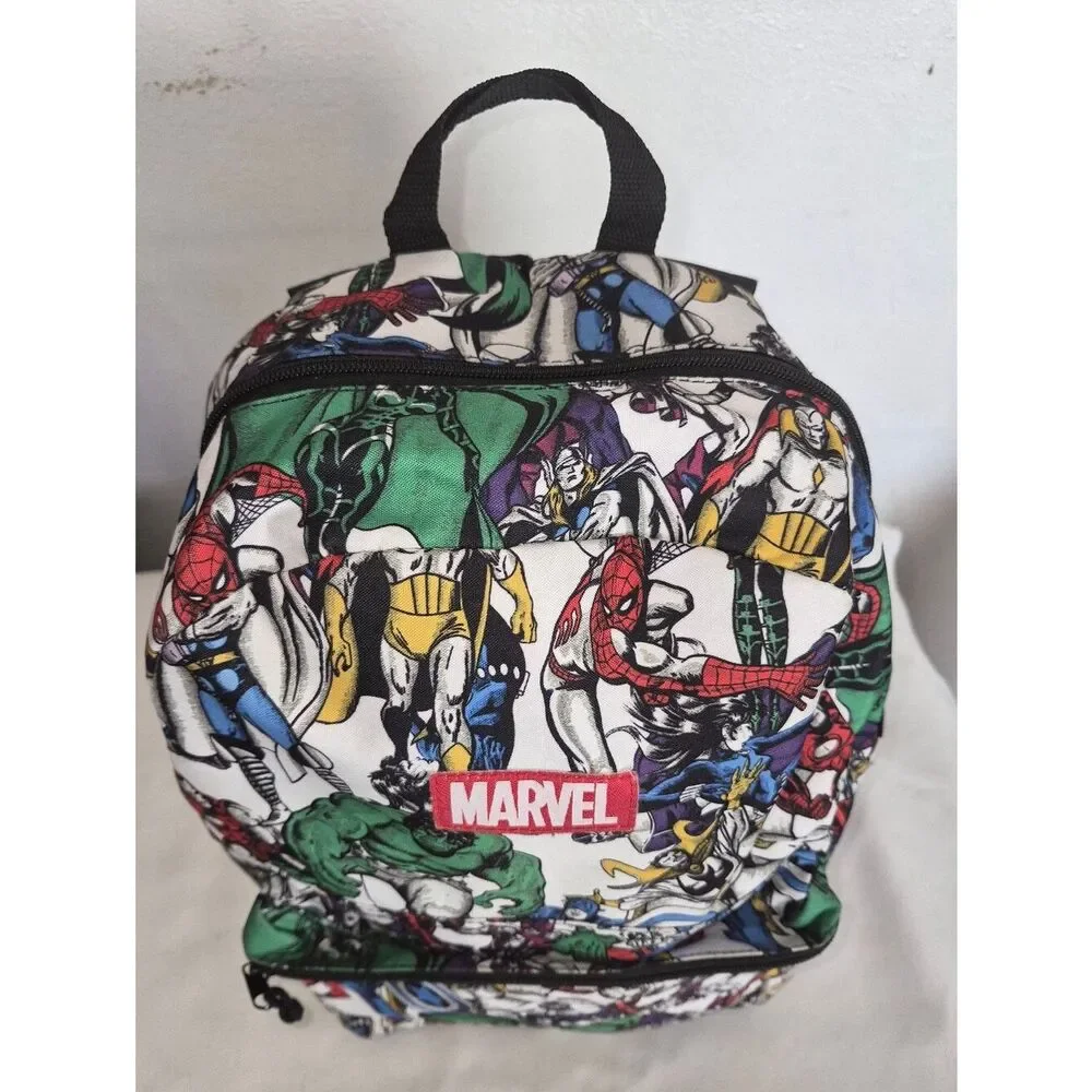 Marvel Avengers Multicolor Comic Character Backpack - White Base